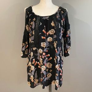 Angie Floral Cold Shoulder Boho Top. large